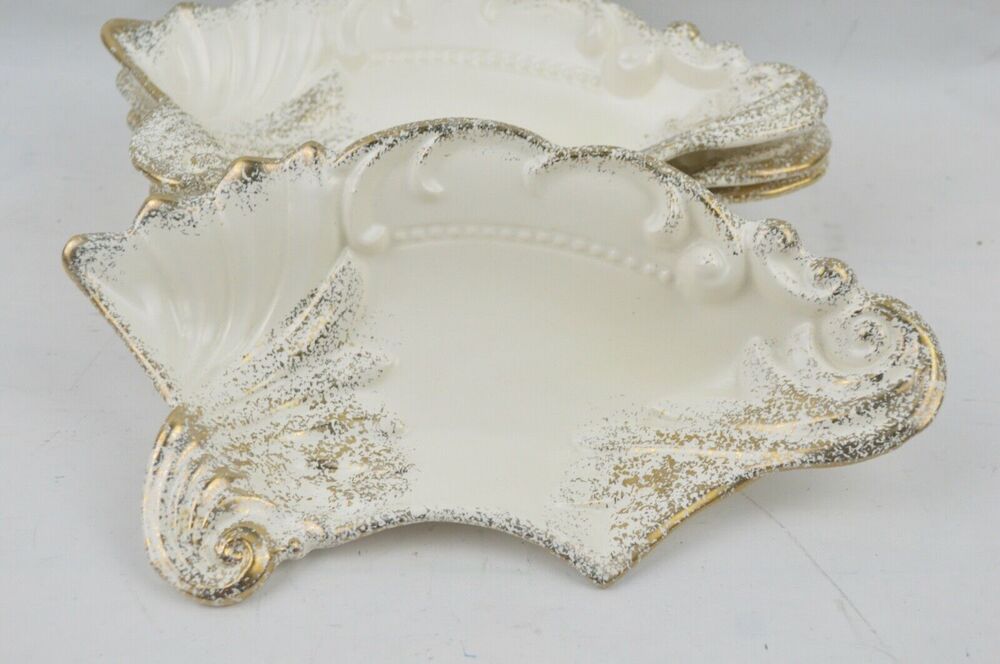 Vintage Florentine 4-Pc Nesting Chip & Dip Serving Bowls Plates 1962 Gold Trim